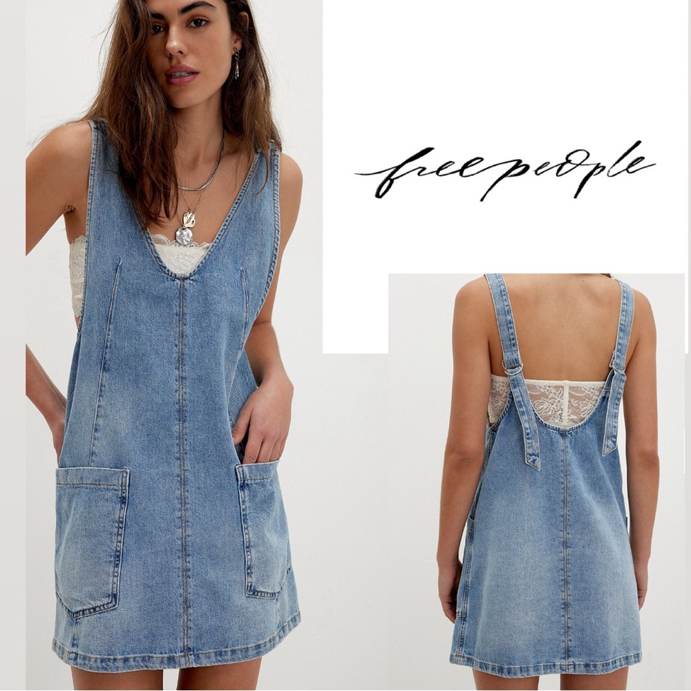Free People | NWT! We The Free High Roller Skirttall Denim Jumper Overall Dress